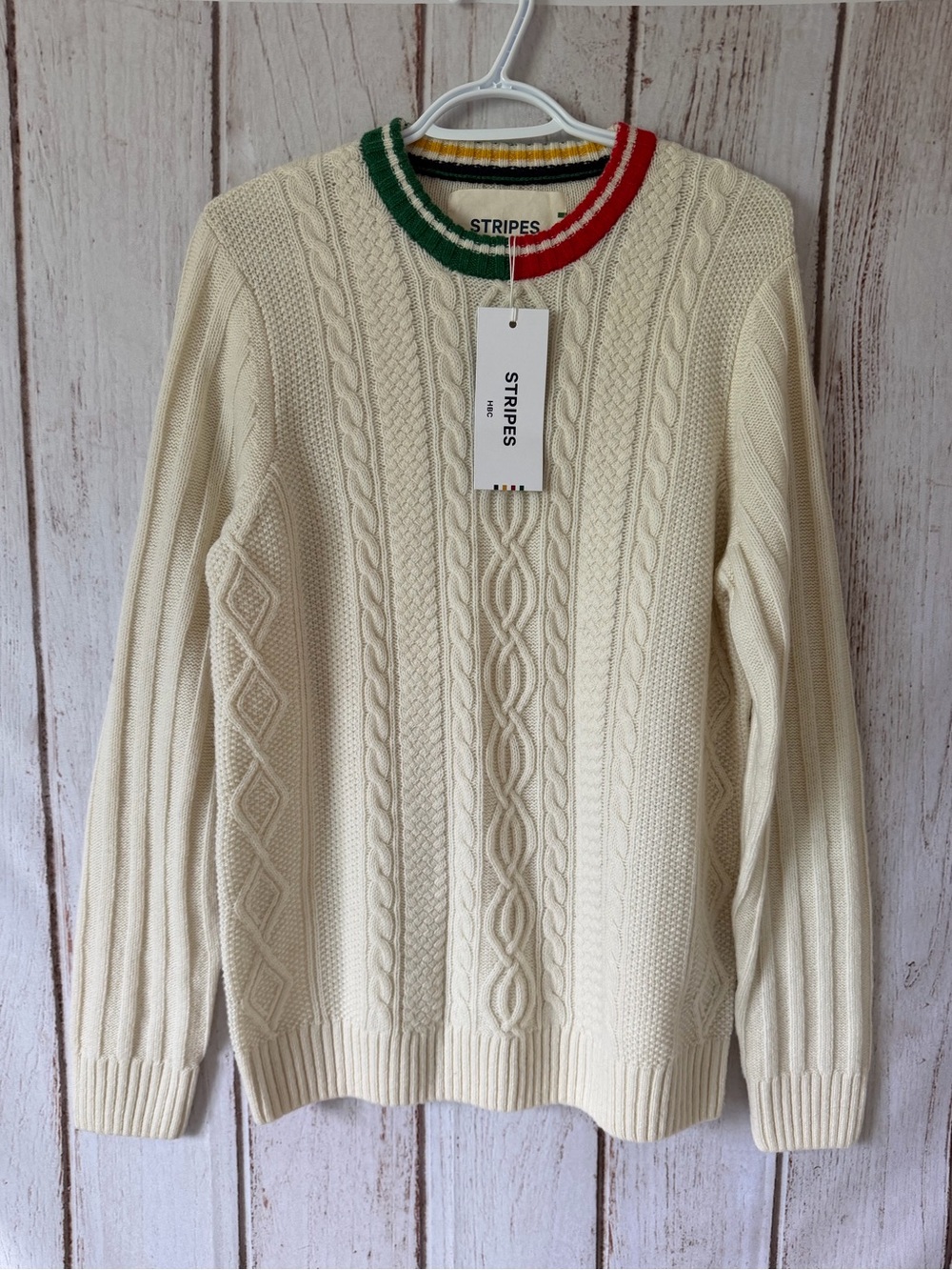 HUDSON'S BAY Unisex NWT Stripes Lambs wool Blend Crewneck Sweater Size Small